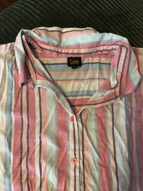 Lee Women's Pastel Stripe Button-Down Shirt - Pink & Light Blue